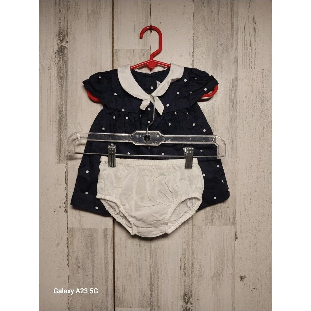 Janie And Jack Navy Blue Amd White Polka Dot 2 Piece Set 18-24 Months